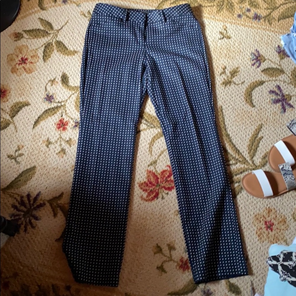 Express editor navy blue white houndstooth pants